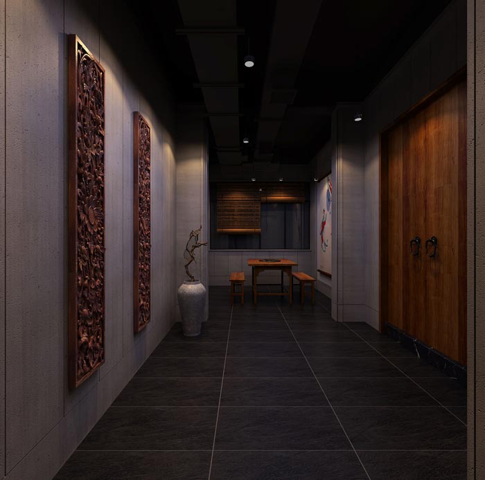 返璞歸真、回歸自然的健康飲食餐廳過道設計案例效果圖