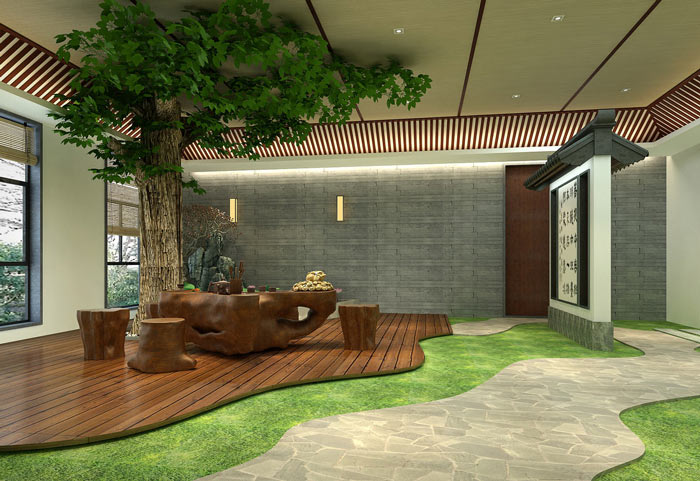 書法培訓機構飲茶區裝修設計案例效果圖