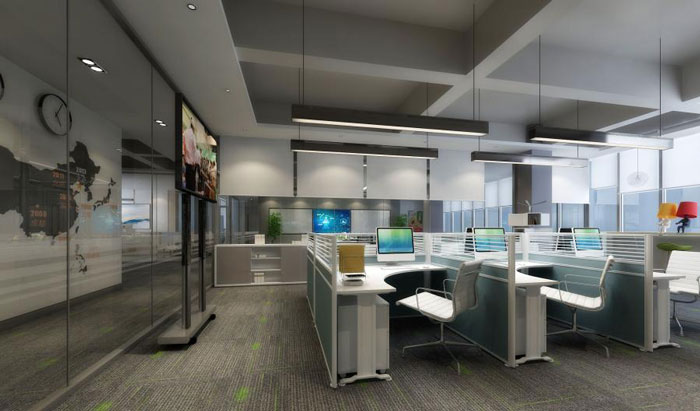 國際貿易公司辦公室辦公區(qū)裝修設計效果圖