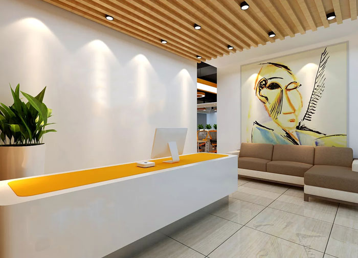 能源科技公司辦公室前臺裝修設計效果圖