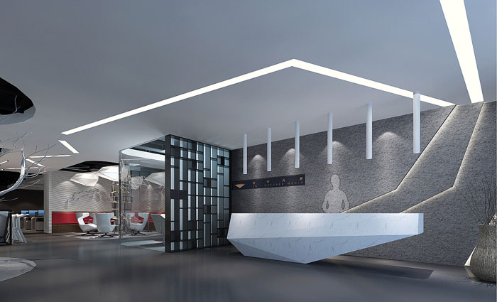 文化傳媒公司辦公室前臺裝修設(shè)計效果圖