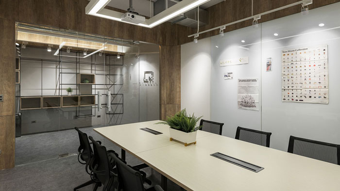 科技公司辦公室接待、會議區裝修設計效果圖