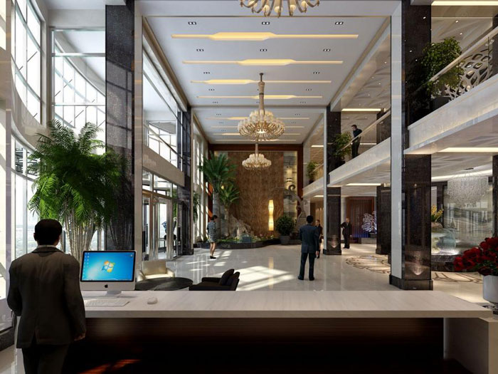 杭州余杭辦公樓前臺裝修設(shè)計(jì)效果圖
