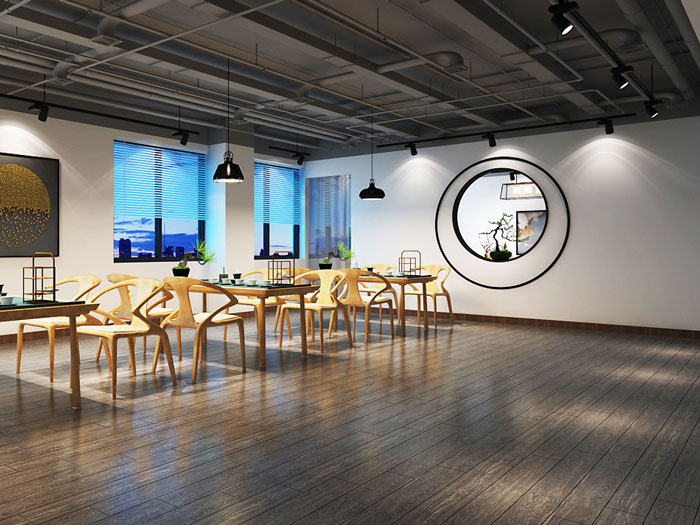 中式禪意辦公室接待區裝修設計效果圖