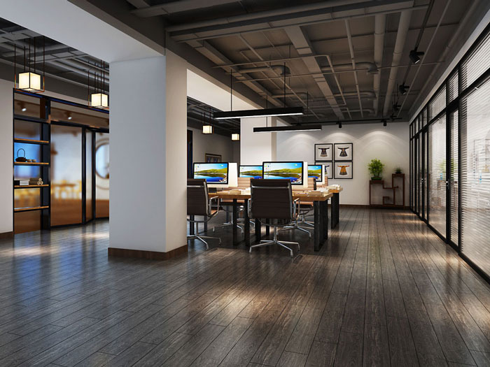 中式禪意辦公室辦公區裝修設計效果圖