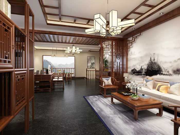 中式總經理辦公裝修設計效果圖