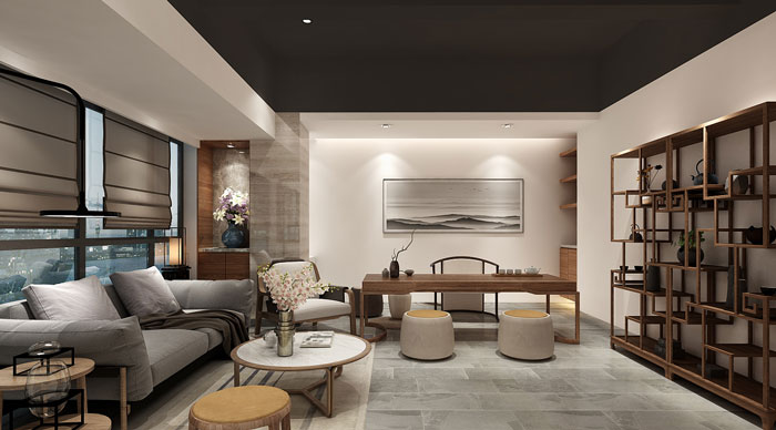 現代中式辦公室飲茶區裝修效果圖