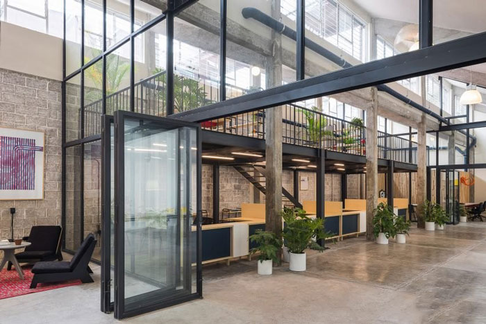 工廠辦公室洽談區改造裝修設計效果圖