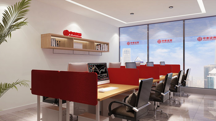 簡約中式辦公室辦公區裝修設計效果圖