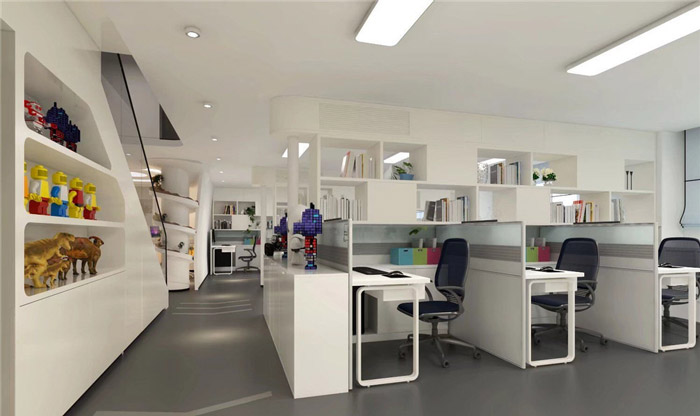 玩具公司辦公室二樓辦公區裝修設計效果圖
