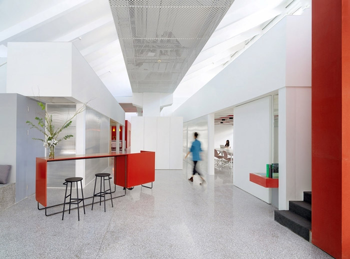 創意園區辦公室入口前臺裝修設計效果圖