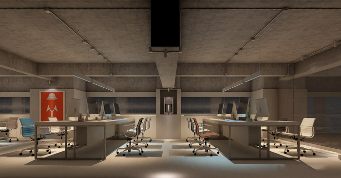 新中式辦公室辦公區設計裝修效果圖