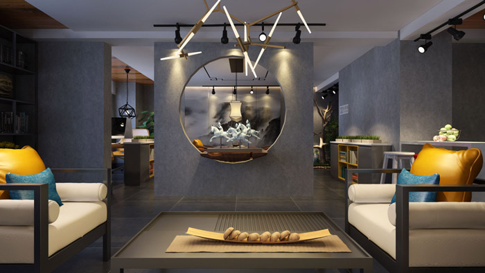 中式工作室接待區裝修效果圖