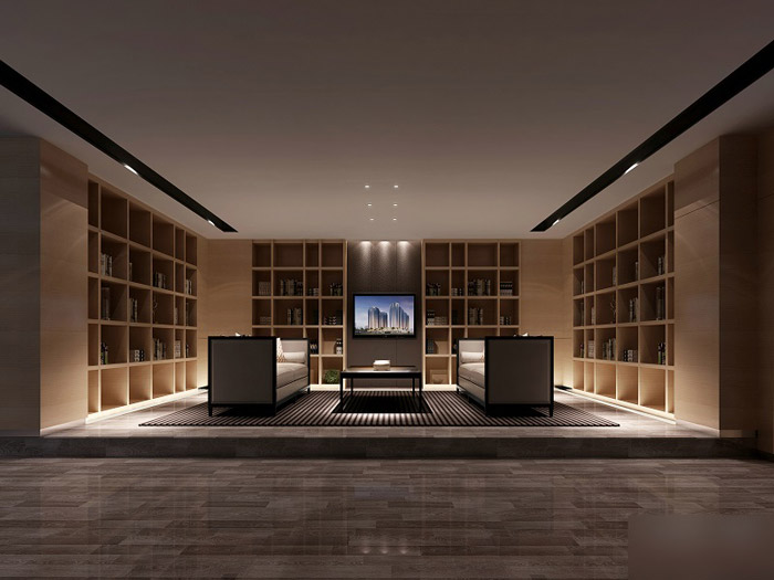 中式禪意風格辦公室接待區裝修效果圖