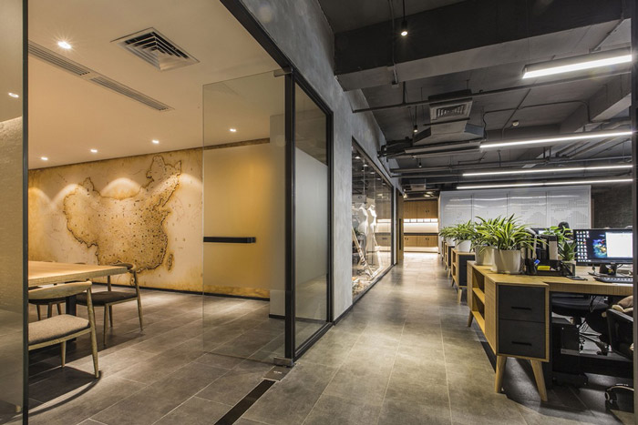 東方禪意辦公室辦公區裝修設計效果圖