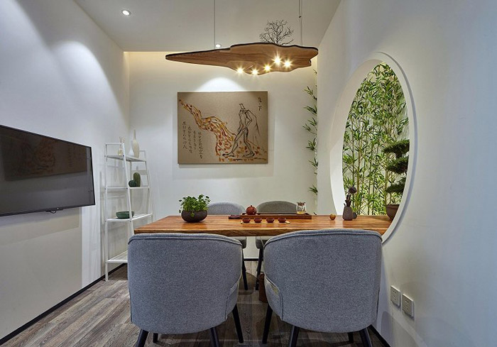 新中式禪意辦公室接待區設計效果圖